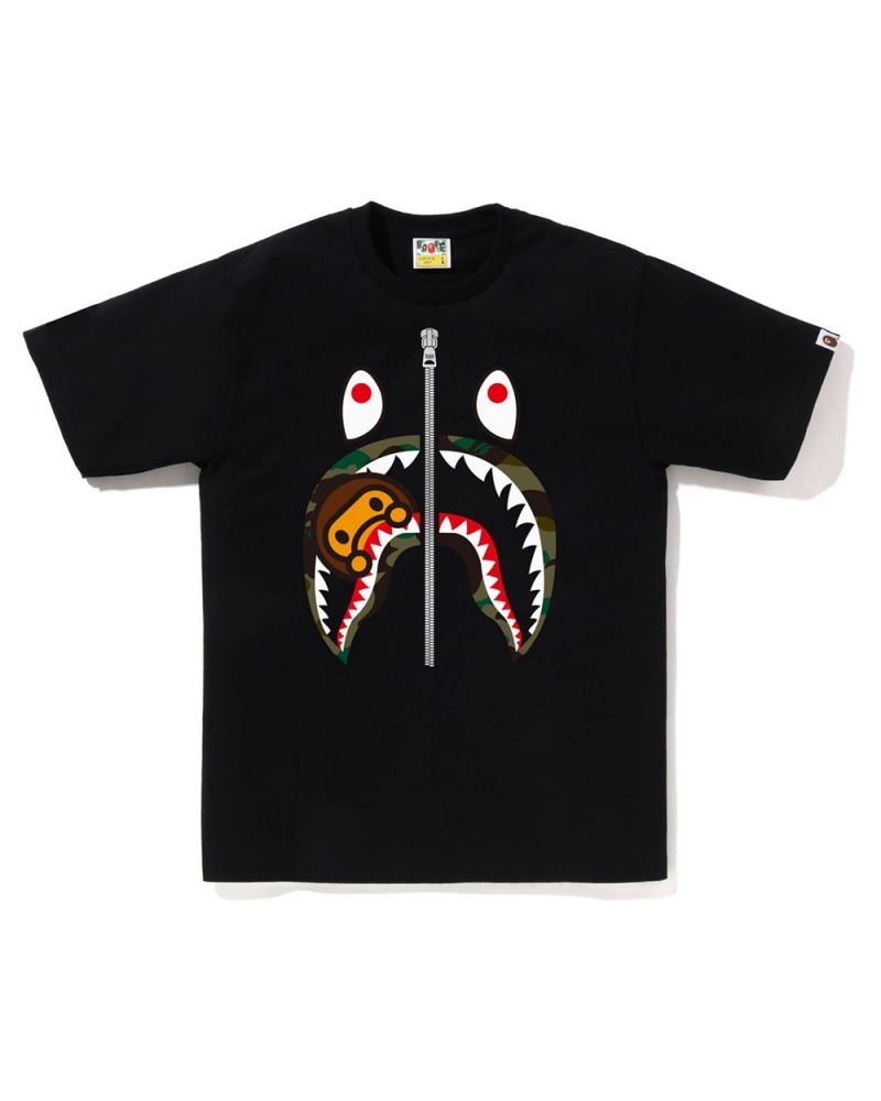 T Shirts Bape 1st Milo Shark Noir Homme | JFI-53881000